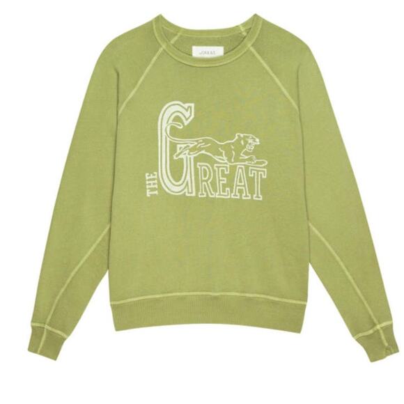 THE GREAT. Tops - The Great. The College Panther Sweatshirt in Grassland Green, size 3/L